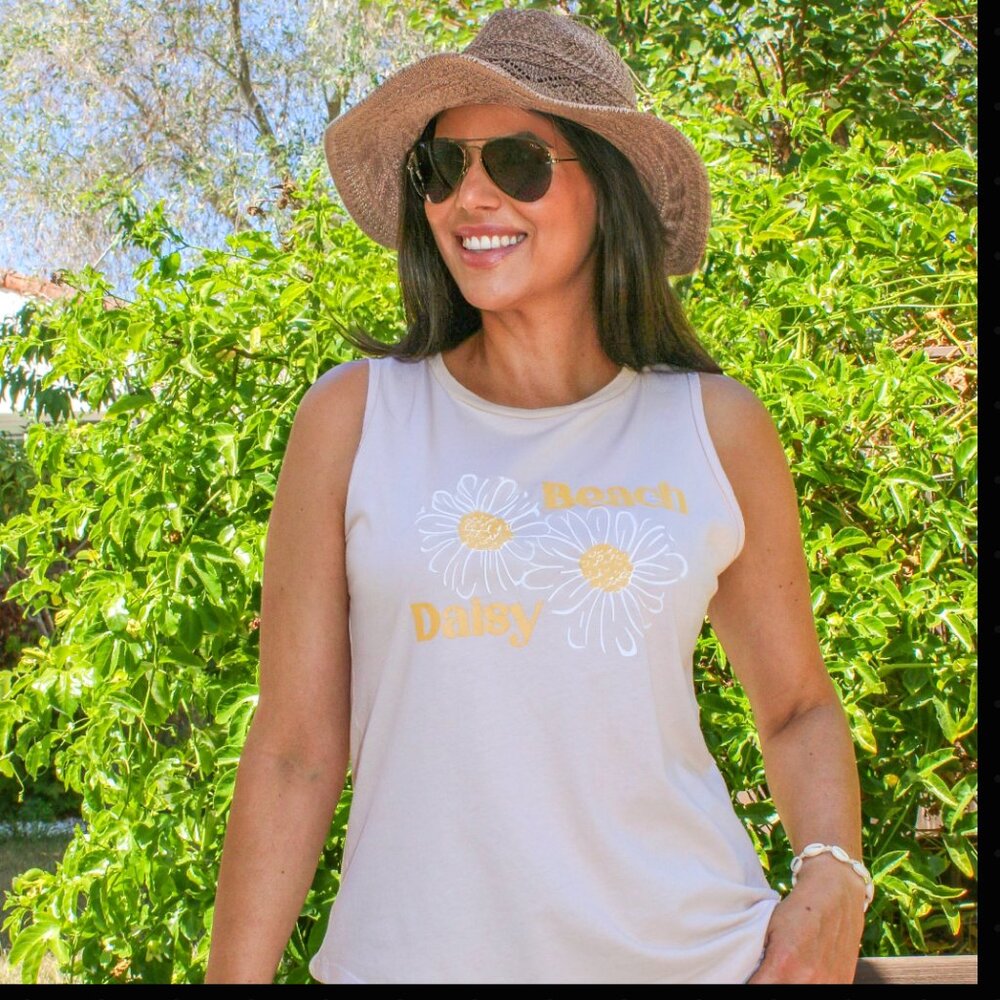 Beachly - Beach Daisy Tank - Vintage Sand